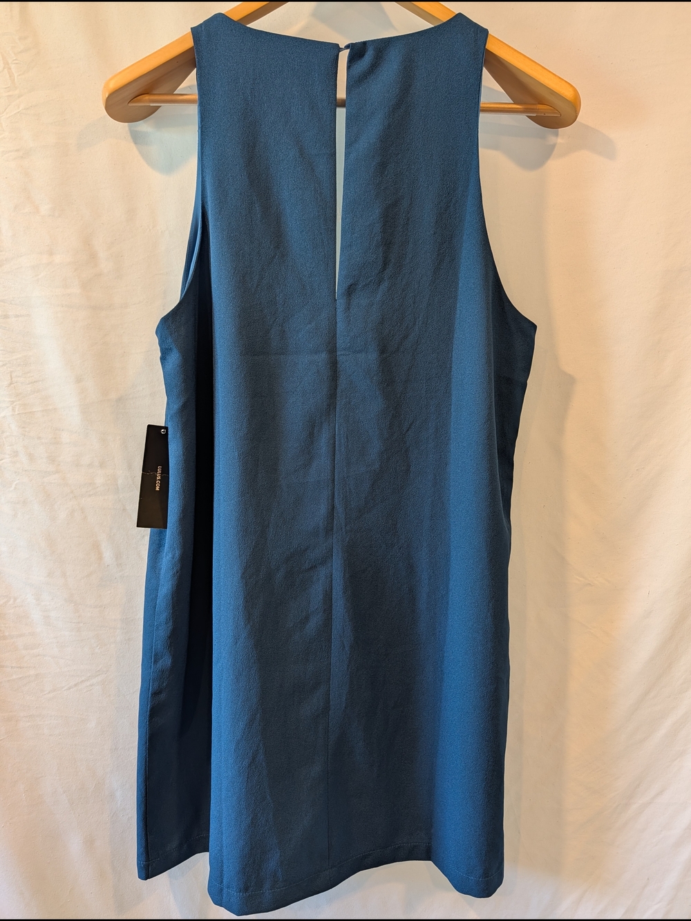 Lulu's Blue Sleeveless Shift Dress knee length v neck office travel resort nwt - Picture 3 of 6